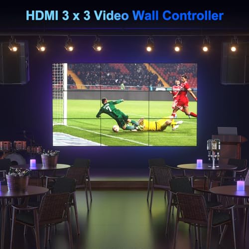 Image of PORTTA Video Wall Controller 3x3 4K, HDMI Video Wall Processor with 19 Splicing Modes, RS232, 180 Rotate, Audio Extractor, 3x3, 3x2, 2x3, 2x2, 4x2, 2x4, 1x2, 2x1, 9 tv Screens into 1 Wall Display