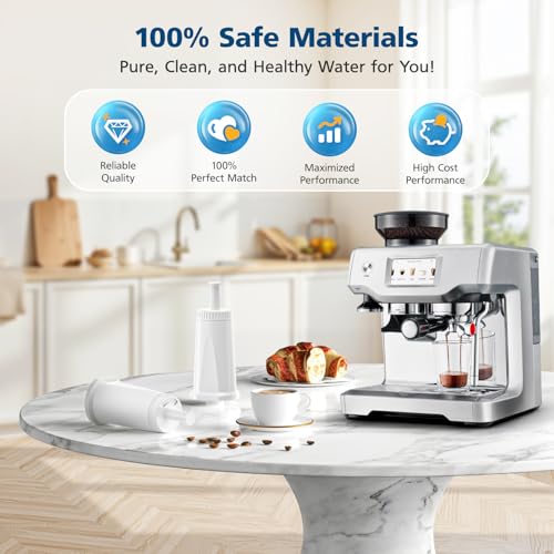 Image of 4 Pack Breville Water Filters, Compatible with Breville BES880 Barista Touch, BES990 BES980 Oracle Touch and BES878 BES920 Bambino ClaroSwiss Sage Espresso coffee Machine