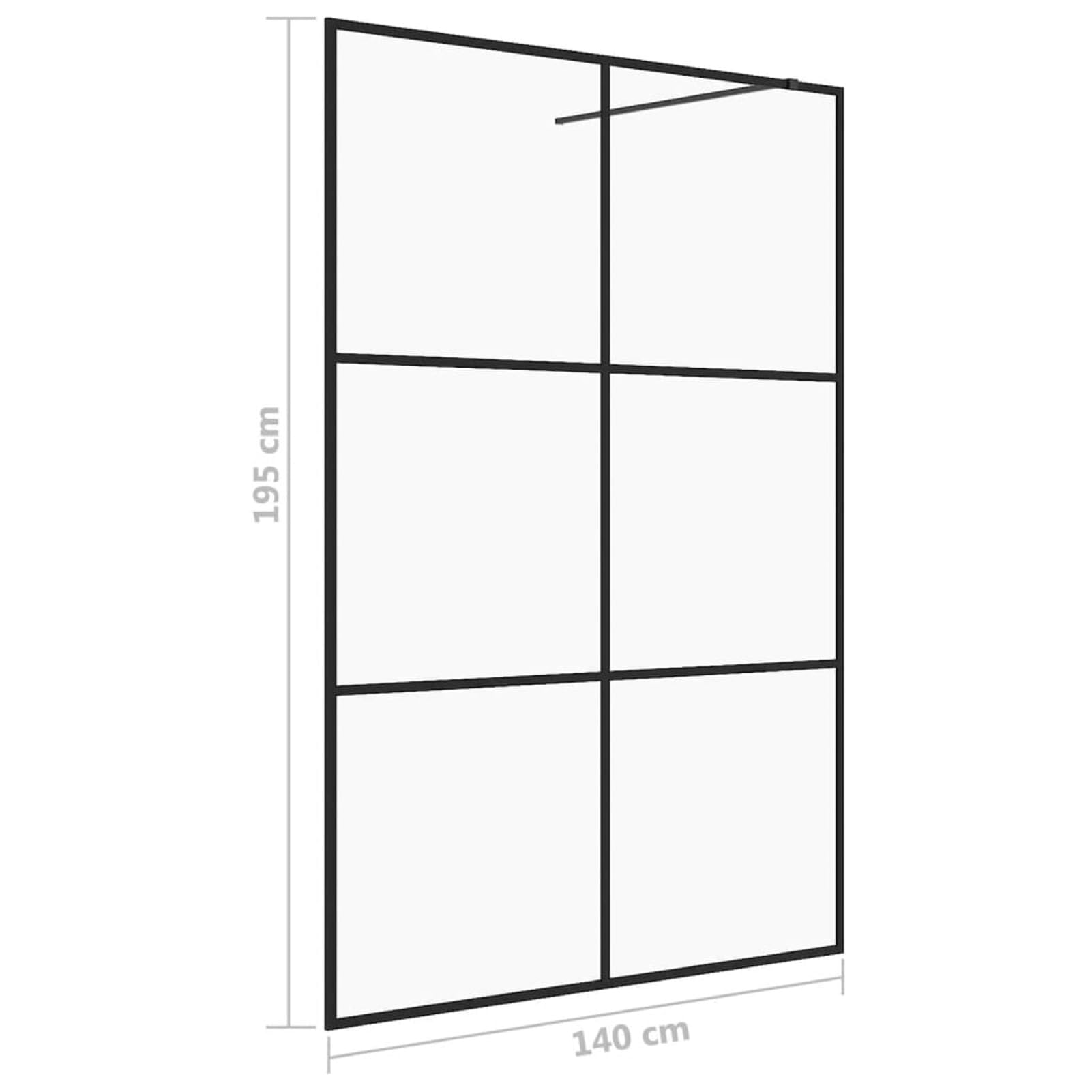Parete per Doccia Walk-in Vetro Trasparente ESG 140x195cm Nera,Parete per Doccia Walk-in,Porta Doccia,Parete Vasca da Bagno,Parete Doccia -151027