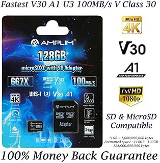 128GB Micro SD SDXC Card Plus Adapter - Amplim 128 GB microSD Card