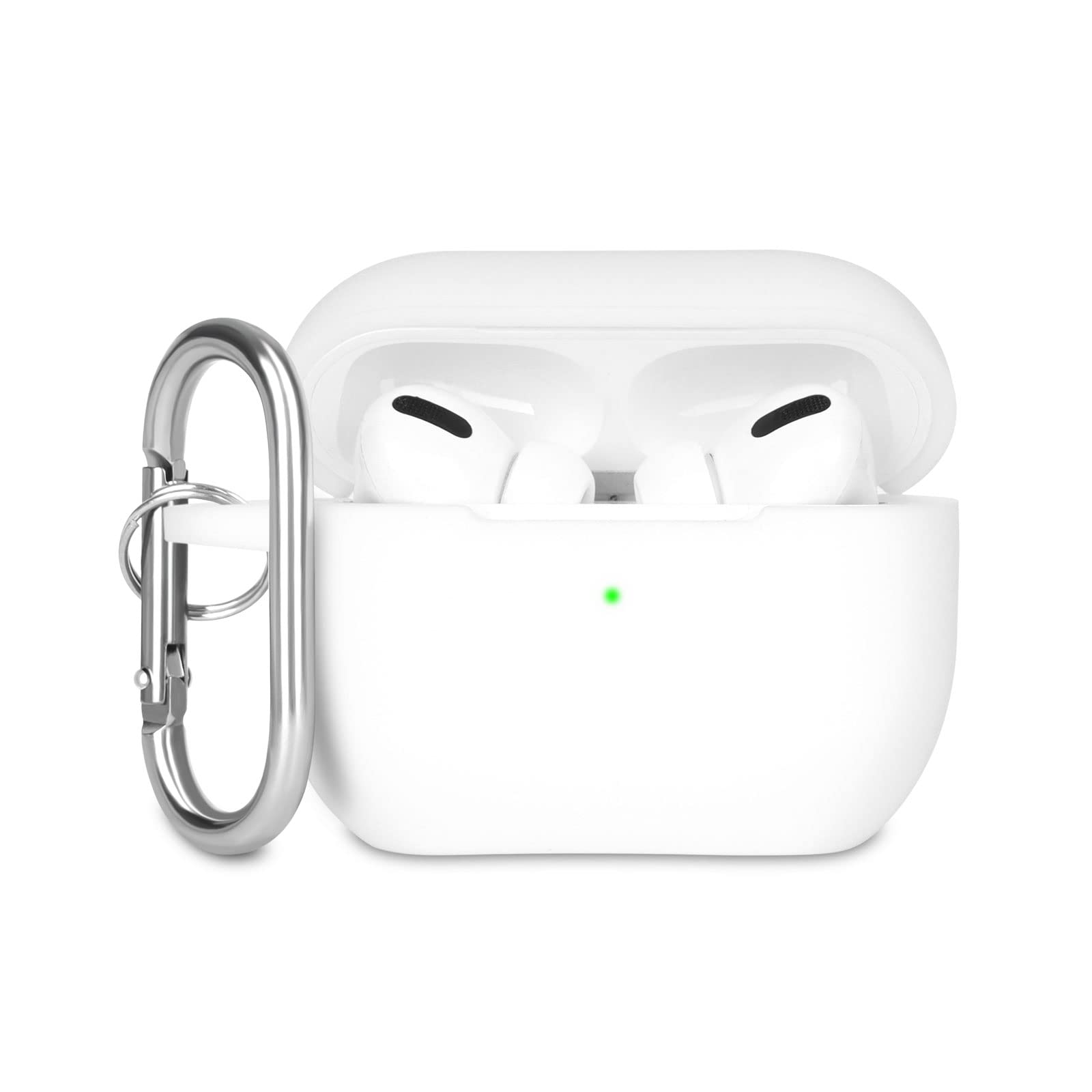 Case Cover Compatible with Airpods Pro, Soft Silicone Skin Case Cover Shock-Absorbing Protective Case for Airpods Pro 2019 with Carabiner, Front LED Visible, Black — view 14