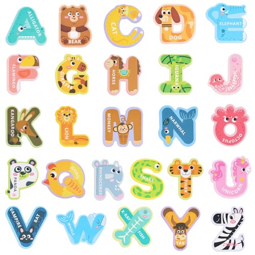 LOVESTOWN Magnetic Letters for Toddlers, 26 Large Animal Alphabet Magnets, Educational Learning Toys, Fridge Magnetic Letters Set