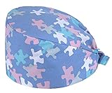 RYZGOJV Adjustable Cotton Scrub Cap Tie Back Nurse Hat Medical Doctor Cap-Bricks Pattern