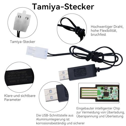 Tosiicop RC NiMH Akku 7.2V 5000mAh - 7.2 Volt RC Auto Akkus kompatibel mit Tamiya Stecker Ferngesteuertes Auto Akku für Remote Control Car LKW Monster Trucks Boot Buggy Aeroplane 2 Stück