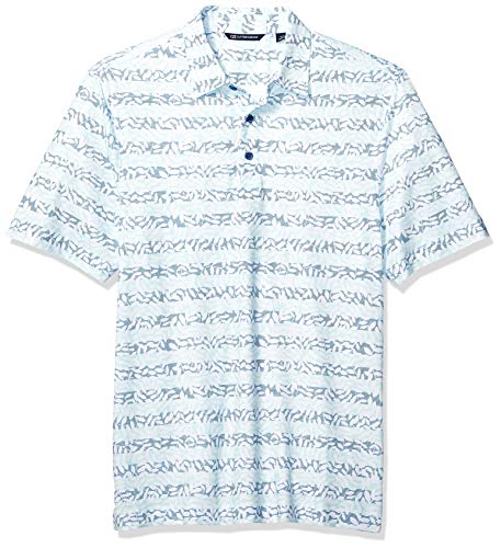 Cutter & Buck Men's Drytec UPF 50+ Lightweight Pike Vine Print Polo Shirt, Fresh Mint, X-Large