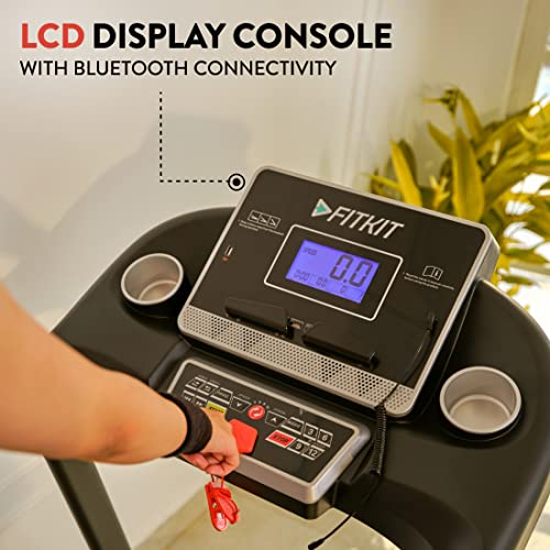 Image of Fitkit Ft100S Plus Series (3.25Hp Peak) Dc-Motorised Treadmill (Max Speed:14 Km /Hr, Max Weight: 110 Kg) With Free Home Installation And Trainer Led Sessions By Cultsport, Black