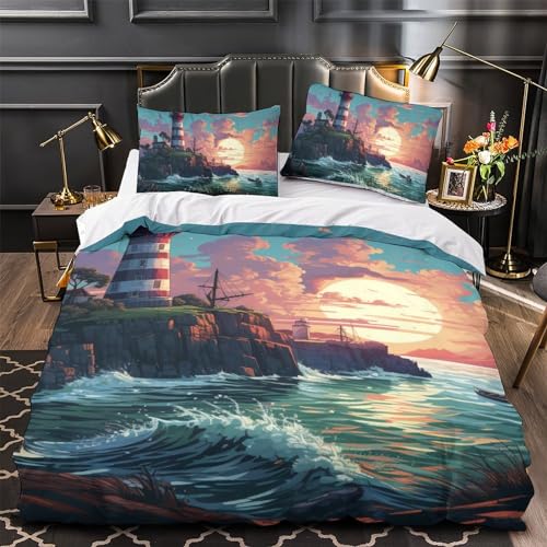 Housse de couette phare de la côte 140x200 microfibre avec taies d'oreiller - 4