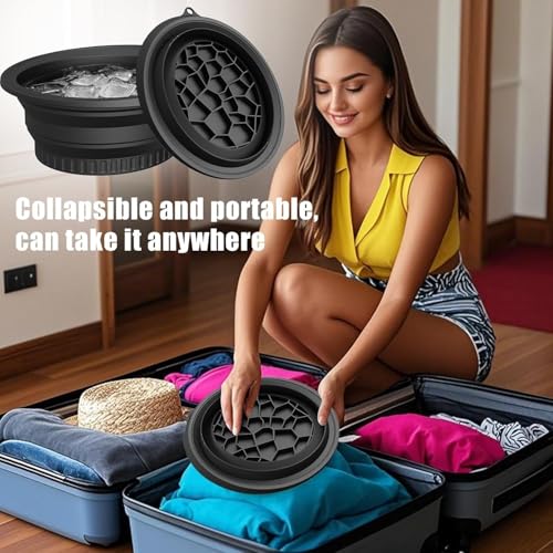 Image of Silicone Face Bowl for Ice with Built-in Icetray, Collapsible Face Tub for Ice Bath, Facial Ice Plunge Bowl, Ice Water Facials at Home(1, Black Bowl)