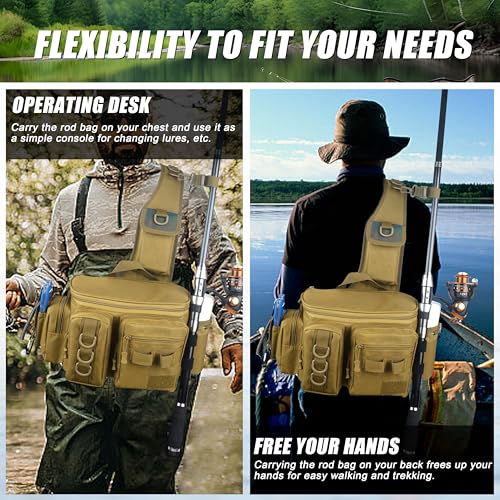 Shaddock Fishing Bolsa de Cintura Portable con Porta Caña, Bolsa Cruzada para Pesca, Camping y Senderismo para Hombres y Mujeres miniatura 5