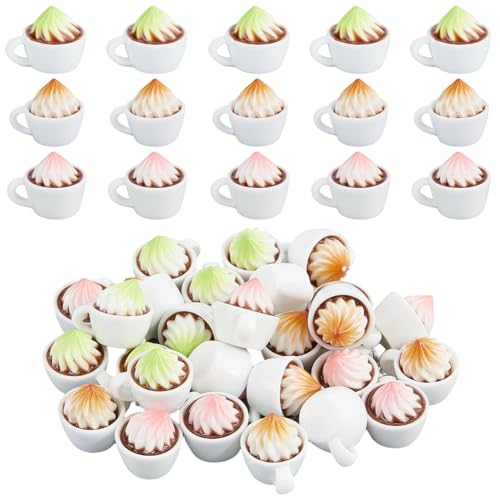 SUNNYCLUE 1 boîte de 30 mini Breloques Tasse à Café Breloques Miniatures en Résine 3D Imitant les Boissons Décorations de Table pour Maison de Poupée...