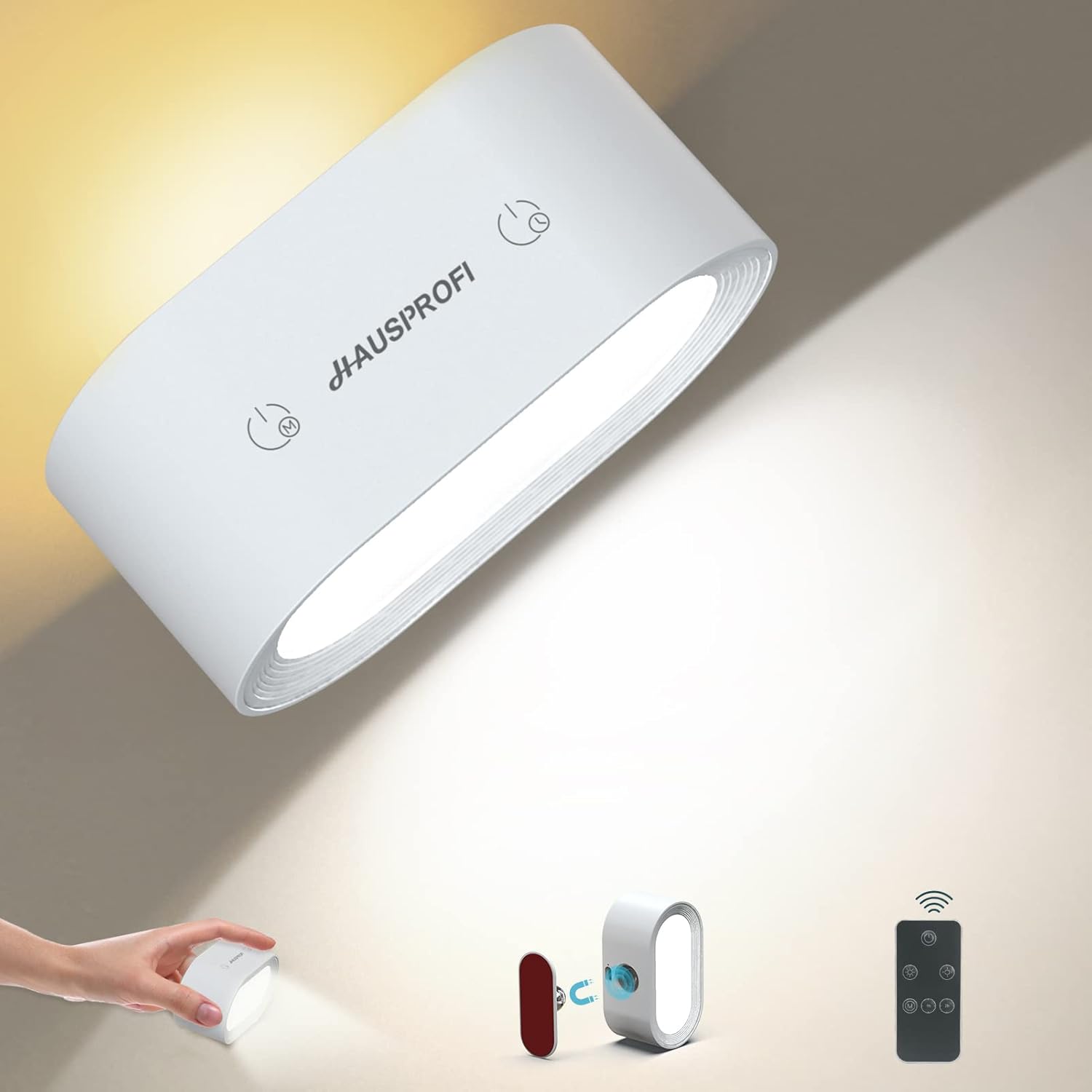 HAUSPROFI LED Wall Light, Battery Operated Wall Lights with Remote