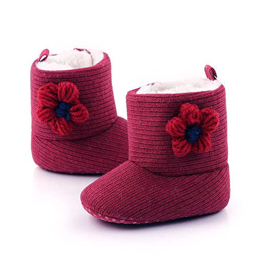 Newborn Baby Girls Knit Booties Non-Slip Sole for Toddler Infant Plush Cozy Socks Shoes2