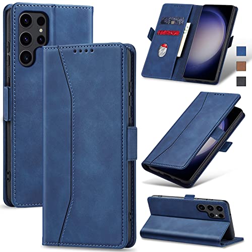Image of Jasonyu Flip Wallet Case for Samsung Galaxy S23 Ultra 5G,Blue
