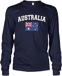 Men's Faded Distressed Australian Australia Flag Long Sleeve T-Shirt