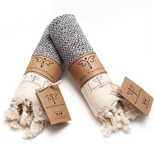 Smyrna Original Turkish Hand Towels Set of 2 | 100% Cotton, 16 x