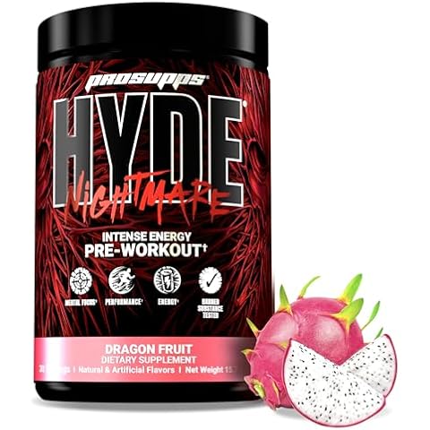 PROSUPPS Hyde Nightmare Pre-Workout Powder Energy Drink - Intense Energy, Mental Focus & High Performance, Loaded with Citrulline, Beta Alanine, & Nootropics (30 Servings, Dragon Fruit) Cover