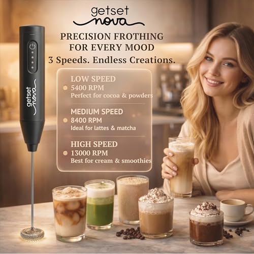 Image of Frother Coffee Frother Electric and Coffee Beater Electric Stainless Steel Whisk USB C Rechargeable Microfoam Maker Coffee Maker Machine for Home with Recipe Book and One Year Warranty