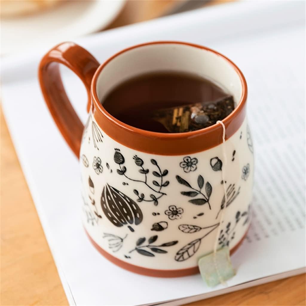 500ml Ceramic Coffee Mug Heat-resistant Handgrip Cup For Juice Water Milk Office Kitchen Restaurant(Black)