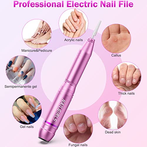 NAILGIRLS Electric Nail File, Portable Nail Drill USB 25000RPM Professional Nail Drill Machine for Acrylic Gel Nails Efile E File Manicure Pedicure Polishing Shape Tools for... - Image 4