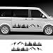 BENBENXIONG 2 Pezzi Auto Albero Montagna Adesivo Foresta Auto Porta Laterale Adesivo per Volkswagen Multivan Transporter T5 T6, per Toyota Elfa   Grigio Lucido