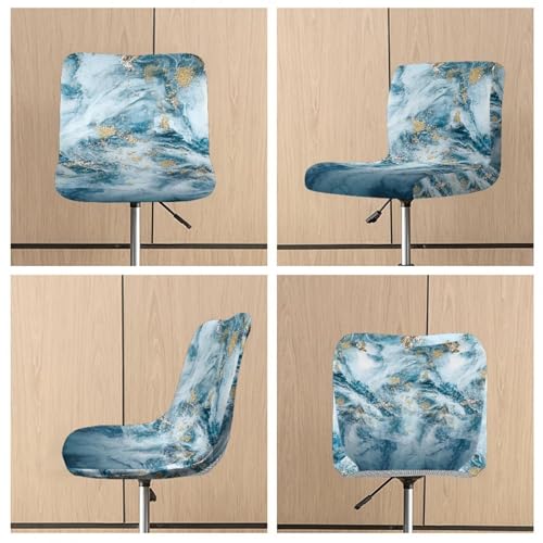 Image of Marble Bar Stool Covers with Backs Dining Room Square Swivel Barstool Chair Seat Set of 2 Non-Slip Counter Height Chair Covers