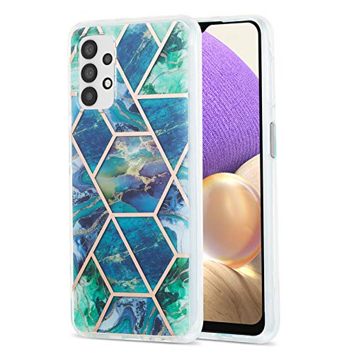 MoEvn - Funda para Samsung Galaxy A32 5G, diseño de mármol, ultrafina, suave, silicona TPU, transparente, antigolpes, antiarañazos, color azul y verde