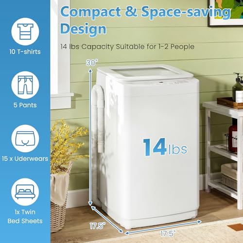 Image of Auertech Portable Washing Machine, 0.9 cu.ft Compact Fully Automatic Washer with Drain Pump, 10 Programs, 3 Water Levels, Small Washer Dryer Combo for Apartment, RV, Dorm