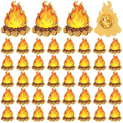 Image of Landical Campfire Enamel Label Pins Camping Themed Brooches Camping Badge for Nature Lovers Unique Outdoor Adventure Pin for Hikers & Campers