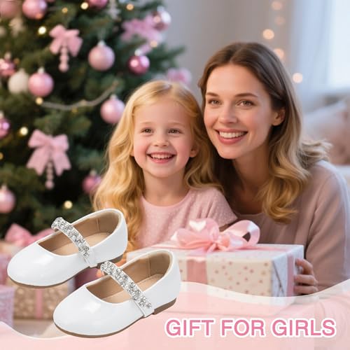 THEE BRON Girls Mary Jane Ballet Flats Toddler Flower Girls Dress Shoes for Party Wedding(AF508 White/10M) - Thumbnail 4