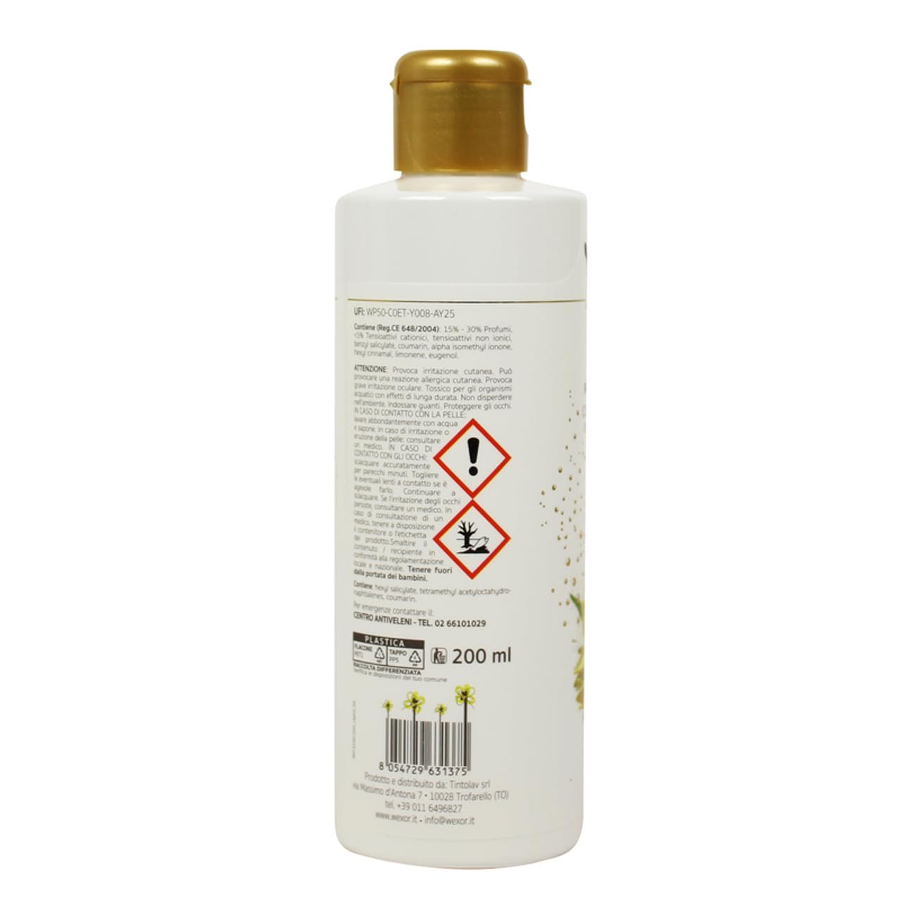 12x WEXOR Wäsche Deodorant Elisir Wäscheparfüm-Elixier mit Mikrokapseln - mit Ylang Ylang, Kaschmir und Patchouliholz - Kaschmir Gelb 200ml + Beni Culinari Kostenloser Schlüsselanhänger
