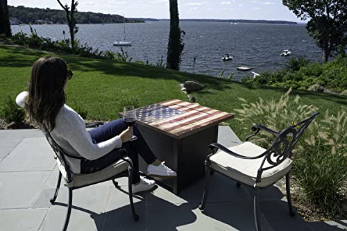 Endless Summer, The Liberty, Square 30" Outdoor Propane Fire Pit, Includes White Fire Glass, Protective Cover, And Patented Hide-Away Door #TOP7