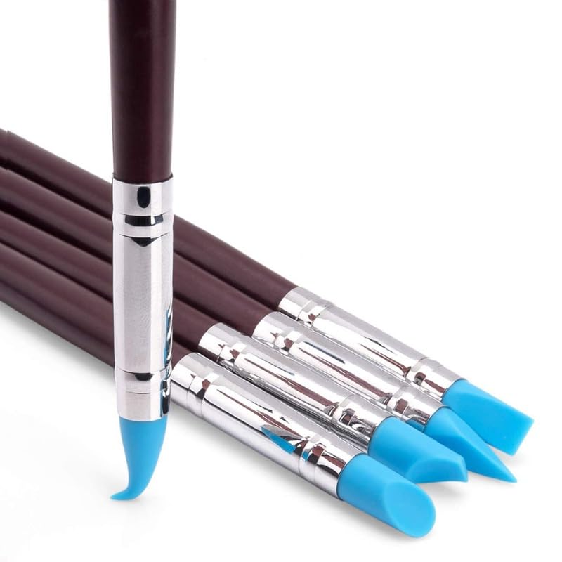 Kit 5 - Estecas Pincel Silicone Modelador Biscuit Artesanato