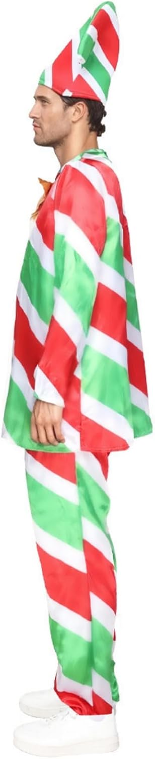 クリスマス コスプレ 衣装 キャンディケイン サンタ 大人 仮装 3点セット 帽子 トップス 【深水】 パンツ 長袖