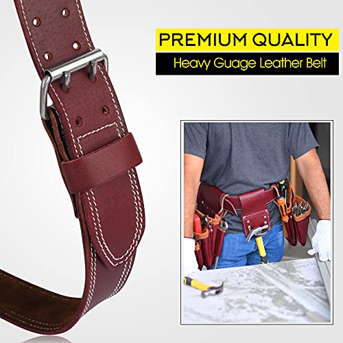 Fueri Leather Tool Belt | Premium Quality Belt Grain Leather Non-Padded Work Belt (Maroon) #TOP1