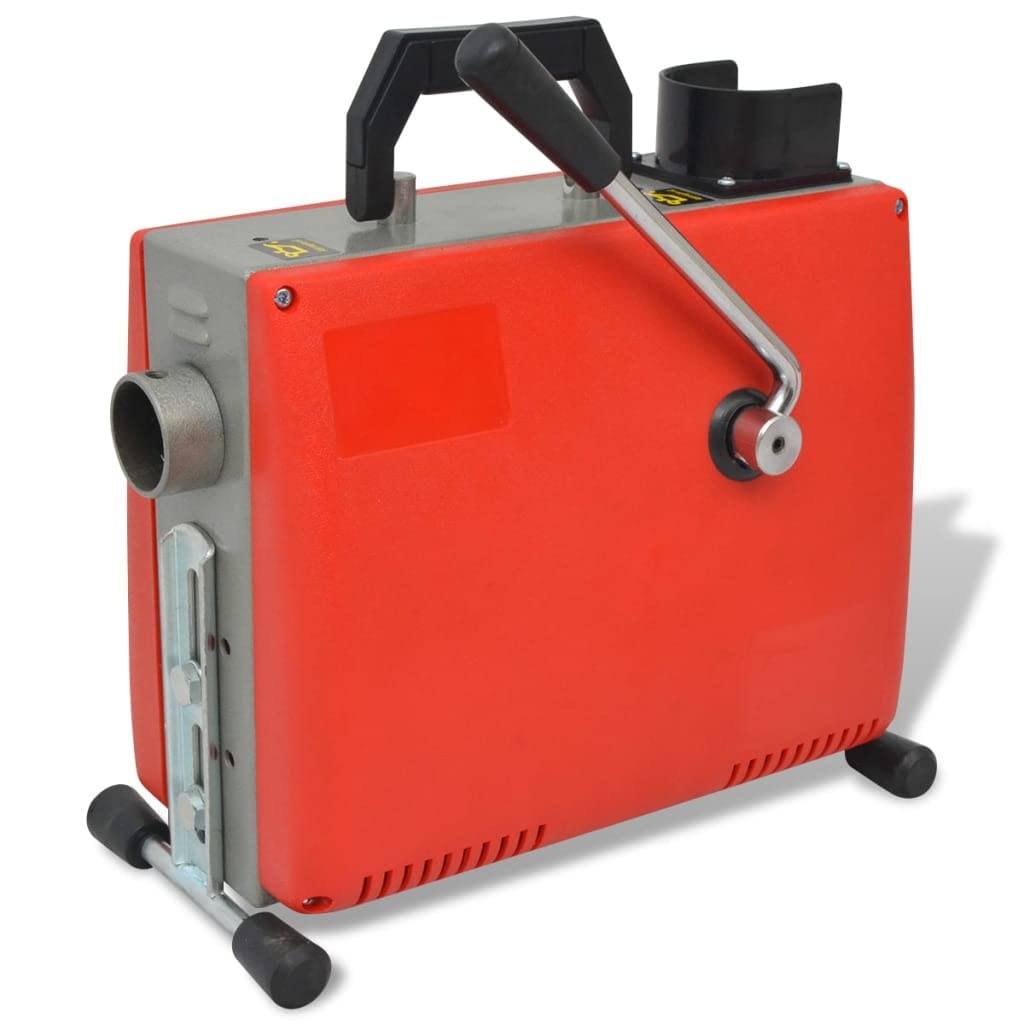 Máquina limpiadora de tuberías de 250 W con espiral de 15 m, 16 mm, espiral de 4,5 m y 9,5 mm, incluye juego de cabezales de perforación, guantes de piel para limpieza de tuberías doméstica y