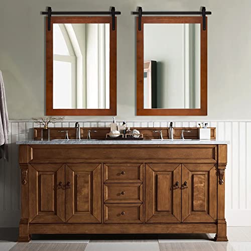 Clavie-Farmhouse-Wall-Mirror-Rustic-Horizontal-Wood-Framed-Bathroom-Mirror-Barn-Door-Style-Decorative-Mirrors-22×30-Brown Clavie Farmhouse Wall Mirror Rustic Horizontal Wood Framed Bathroom Mirror Barn Door Style Decorative Mirrors 22×30 Brown