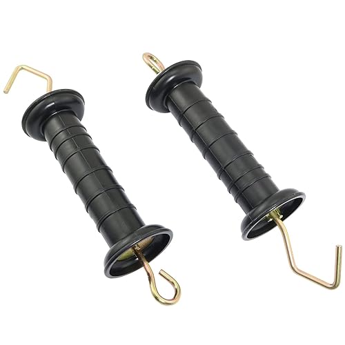 RLECS - Manija eléctrica para valla eléctrica 2 unidades de plástico negro con aisladores