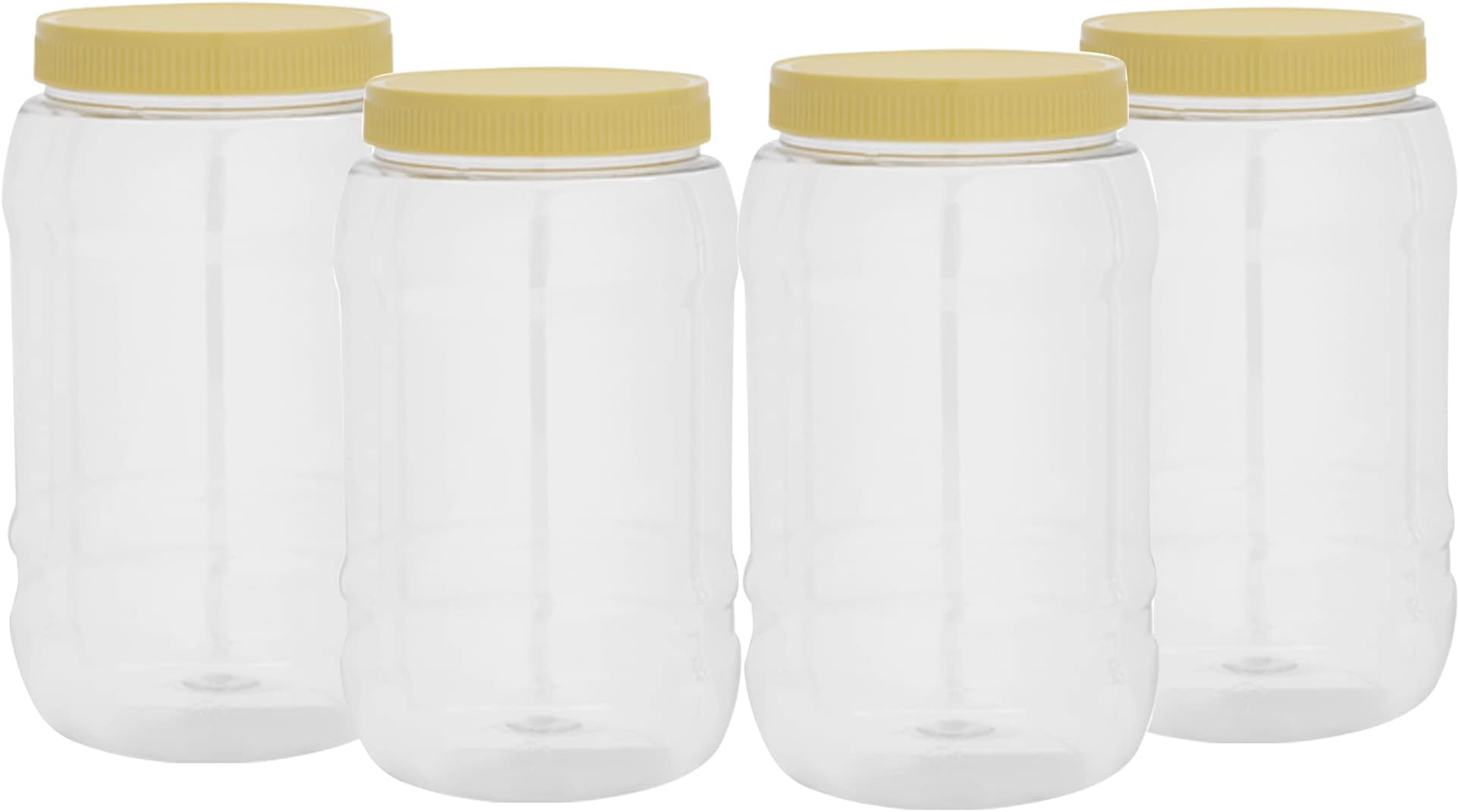RoyalFord Round Airtight PET Jar RF11226 Storage Containers Transparent Jar for Pulses, 2000 ml, Set of 4, Assorted colors