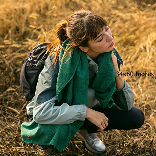 Rainleaf Microfiber Towel,Perfect Fast Drying Towel,Backpacking Towel,Swimming Towel, Absorbent Towel,Microfiber Towels For Body,Ultra Compact-Soft -Lightweight,Dark Green 30'X51' #TOP5