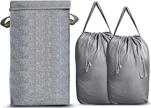 Nunus Home, 82L Dirty Clothes Hamper with 2 Removable Laundry Bags, Collapsible Laundry Hamper Basket with Easy-to-Carry Handles, Clothes hamper for bedroom, Hampers for Laundry, Dorm Laundry Hamper