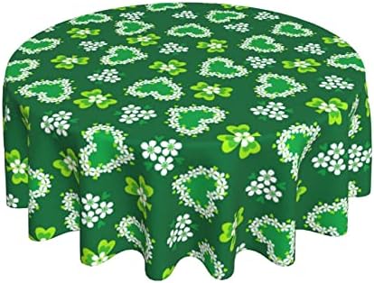 HHP St. Patrick's Day Round Tablecloth 70 inch Waterproof and Washable Tablecloth Clover Themed Table Cover for Holiday Dinner Party Decoration