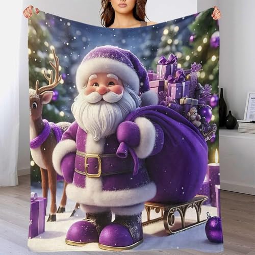 Plaid Père Noël 3D couverture microfibre chaude pour des fêtes chaleureuses - 6