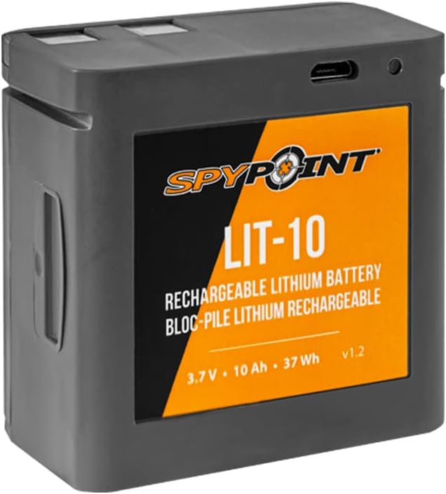SPYPOINT LIT-10 3.7V Rechargeable Lithium Battery LINK-MICRO | CELL-LINK 10 200mAh for Cellular Trail Cameras with Charging Power Cable Included | Cell Cameras for hunting Lithium Battery