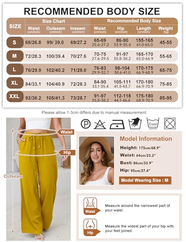Image of Linen Pants for Women Flowy Palazzo Pants Boho High Waist Wide Leg Trousers Summer Beach Vacation Outfits 2026