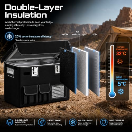 Wulbesin Insulated Cover for APL35 Portable Fridge Freezer Black