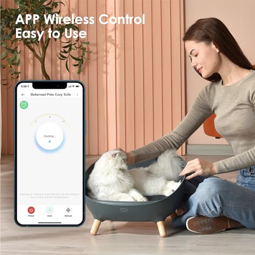 BEBEROAD PETS Sofá e cama para gatos inteligentes, controle de temperatura sem fio, aquecimento e re