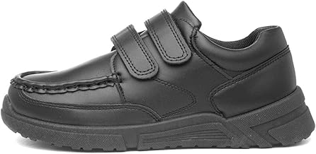 Trux Boys Black Easy Fasten School Shoe