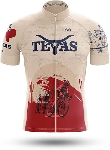 Camiseta de ciclismo para hombre, estilo vintage del estado de Texas, manga corta, con bolsillo
