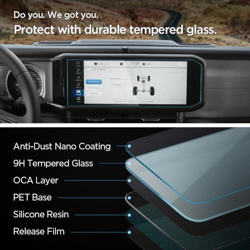 Image of Spigen Screen Protector Clear for Gladiator & Wrangler (2024-2026) | 9H+ Tempered Glass, Glas.tR Slim, Crystal Clear, Wing Alignment, Design for Wrangler, Gladiator, Wrangler 4xe (2024-26) 12.3 inch