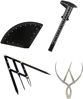 4PCS Microblading Measuring Tool Set for PMU Artists – Eyebrow Mapping Protractor, Vernier Caliper, Golden Ratio Divider C... Price In India